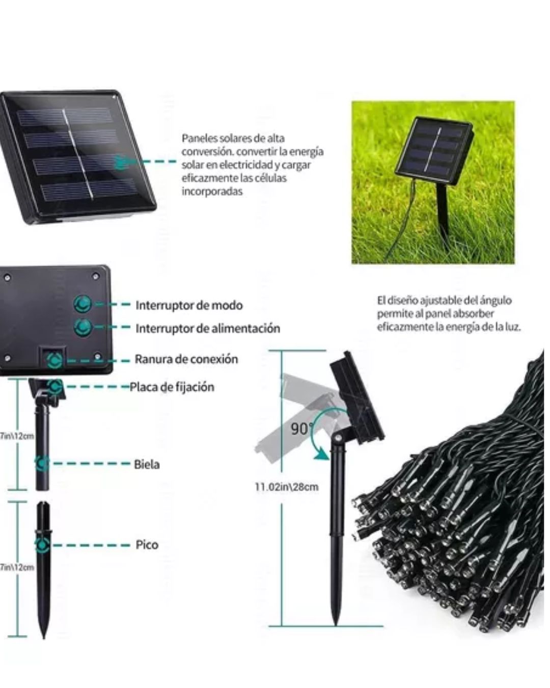 LUCES NAVIDAD PANEL SOLAR 200 LUCES