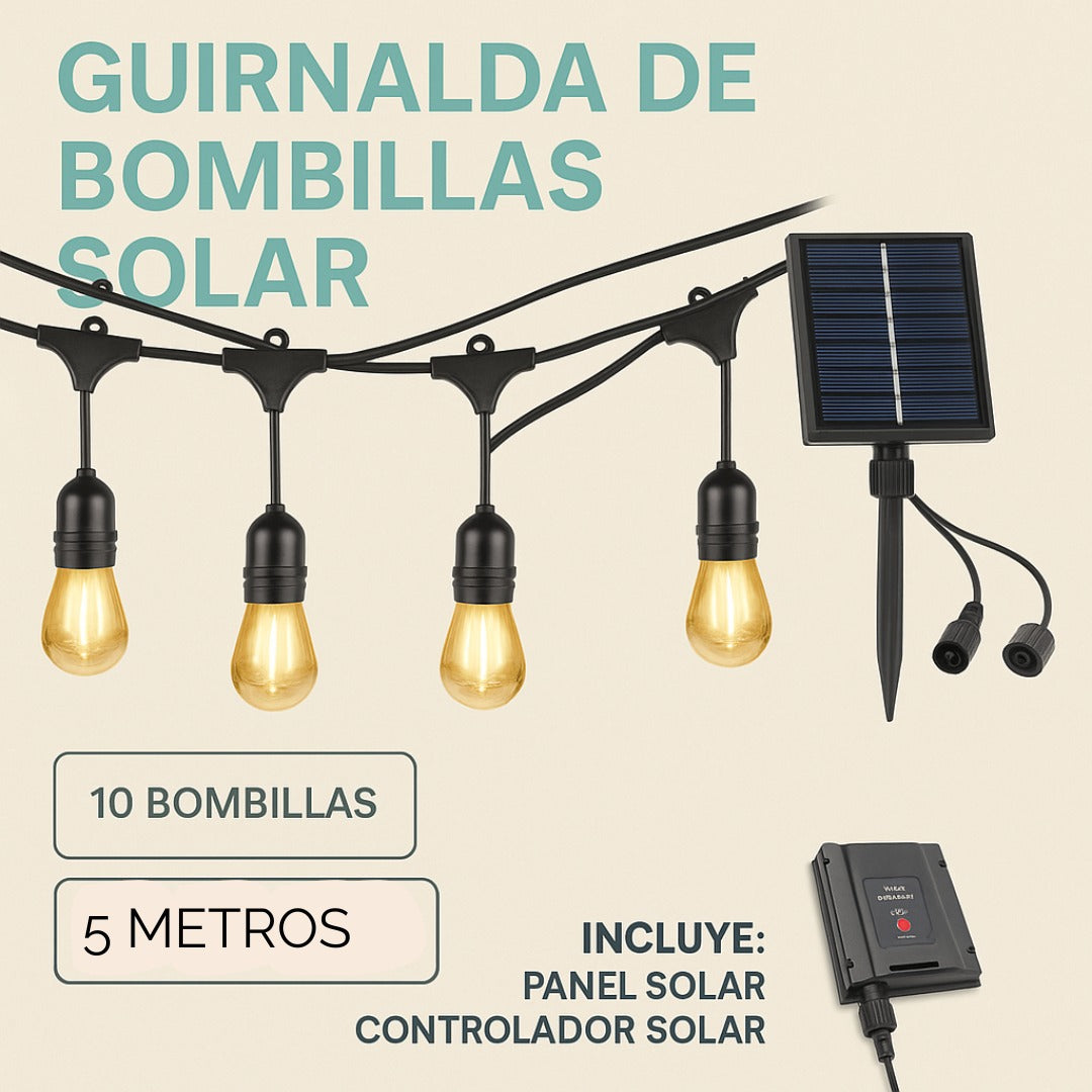 TIRA DE FOCOS CON PANEL SOLAR