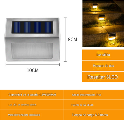 LED con panel solar para escaleras - Pack de 2