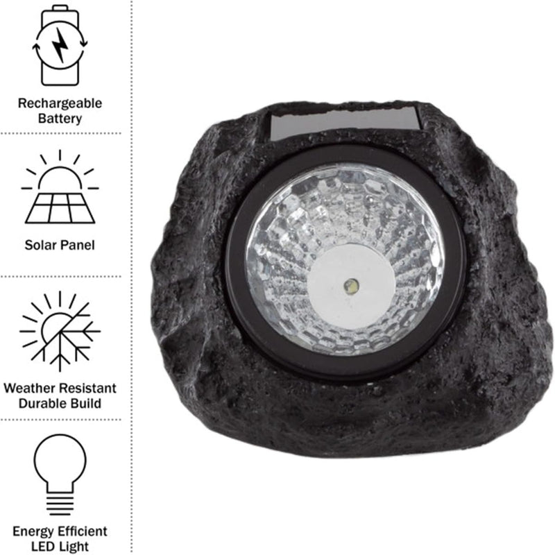 Luz solar para jardín en forma de roca