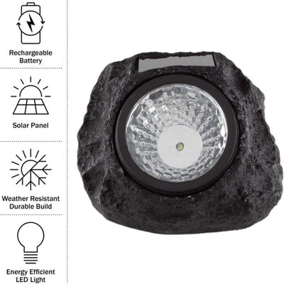 Luz solar para jardín en forma de roca