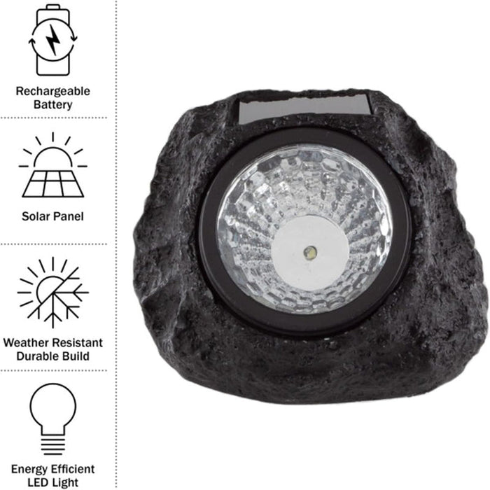 Luz solar para jardín en forma de roca