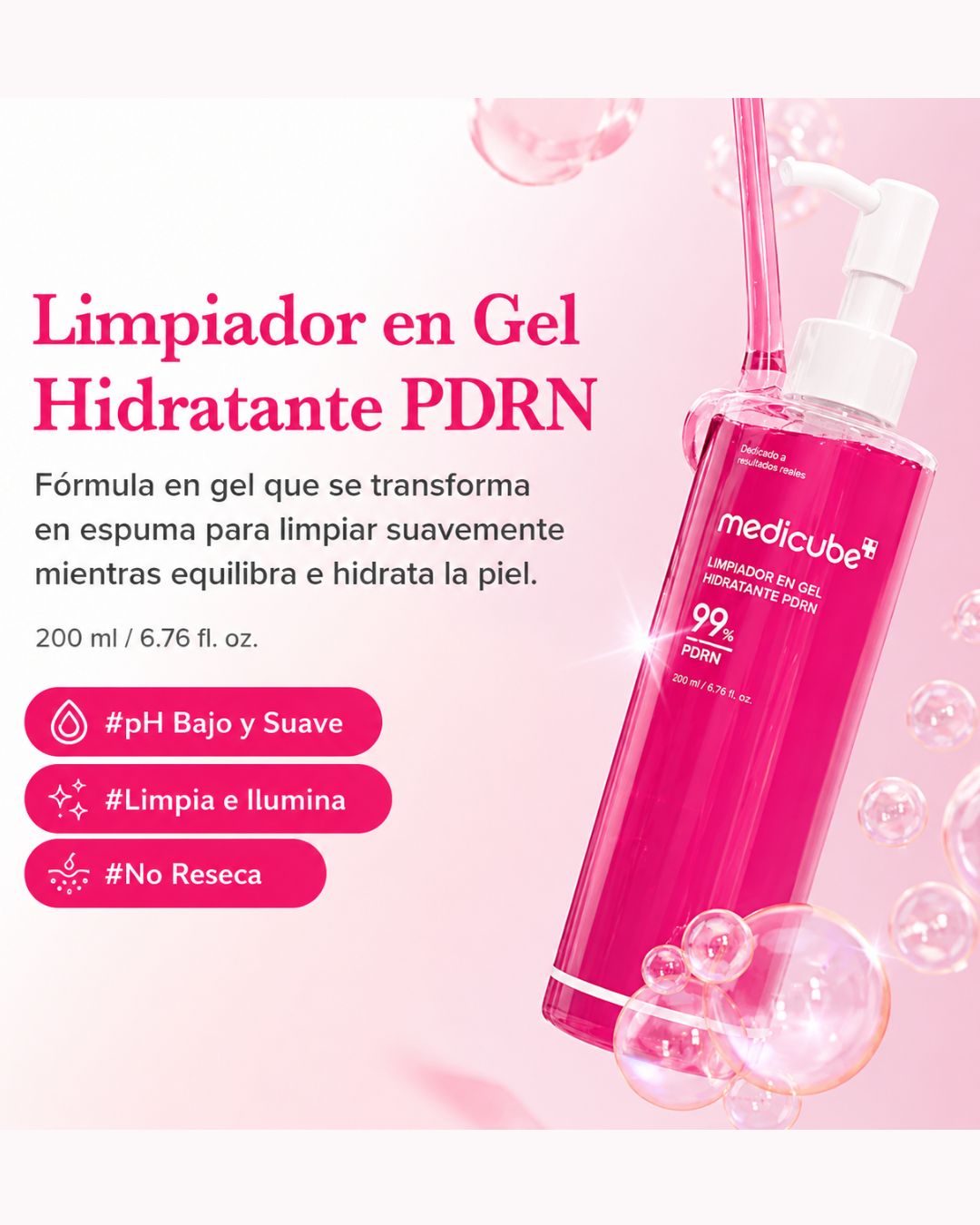 Limpiador Facial Medicube PDRN 200 ml | Limpia, Hidrata y Suaviza