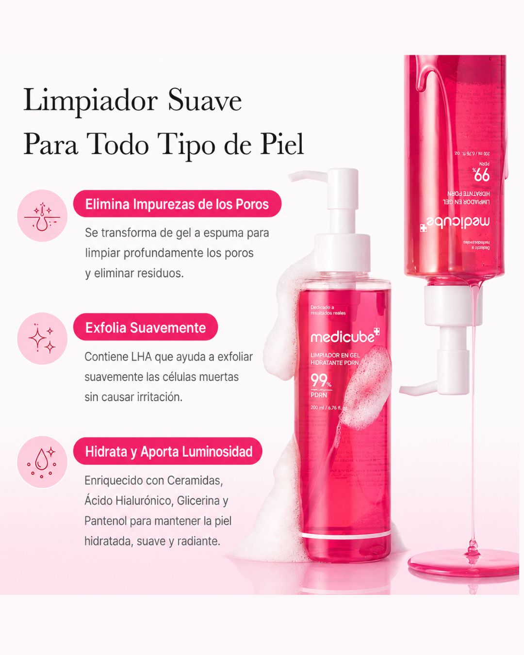 Limpiador Facial Medicube PDRN 200 ml | Limpia, Hidrata y Suaviza