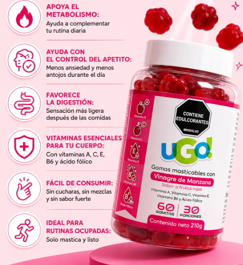 Gomitas UGO de Vinagre de Manzana | Una Forma Fácil y Deliciosa de Complementar tu Rutina