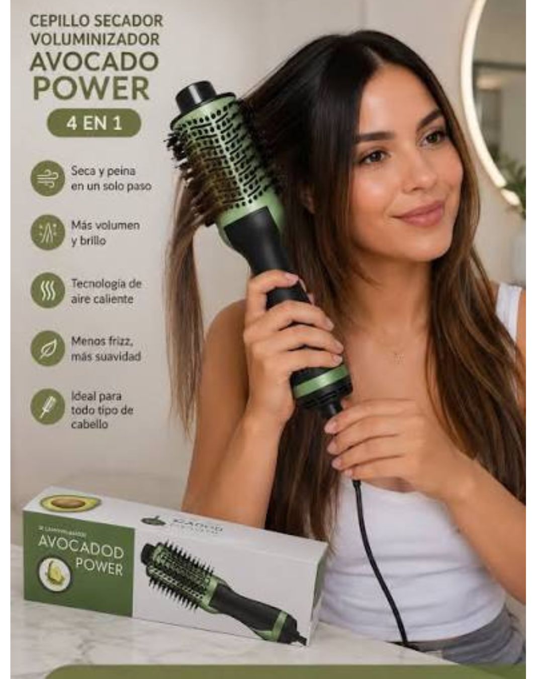 Cepillo Secador Avocado 2000W | Secado y Peinado Todo en Uno