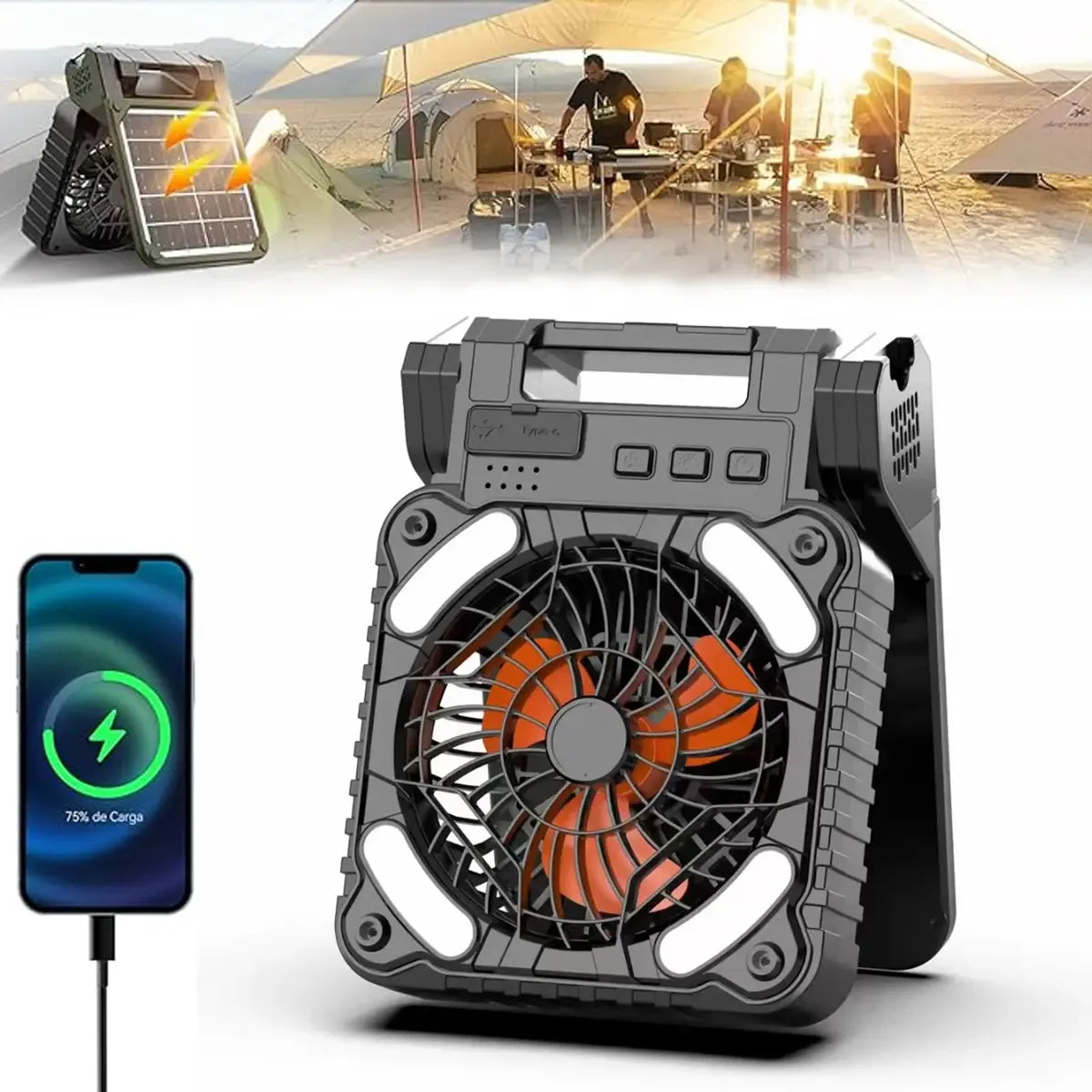 Ventilador De Camping Portátil - solar