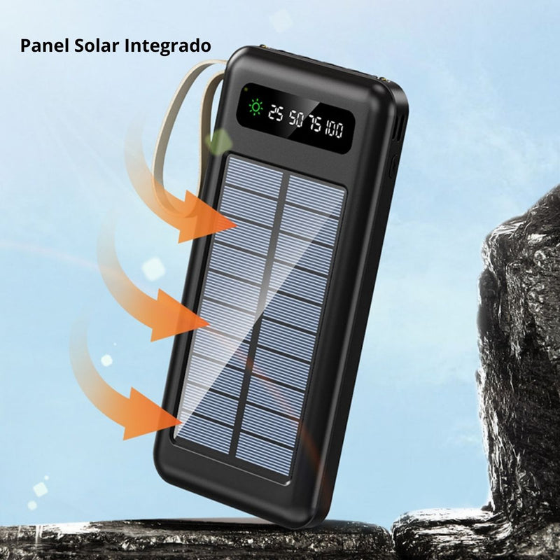 Power Bank Solar 10,000 mAh | Cables Integrados 4 en 1