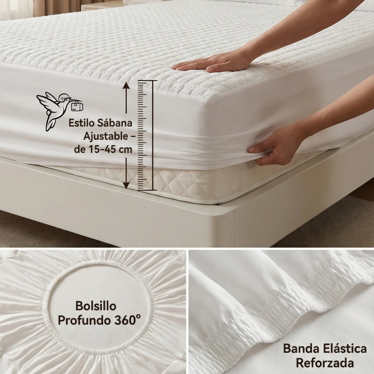 PROTECTOR COLCHON COOL TOUCH - Antiácaros, impermeable, refrescante