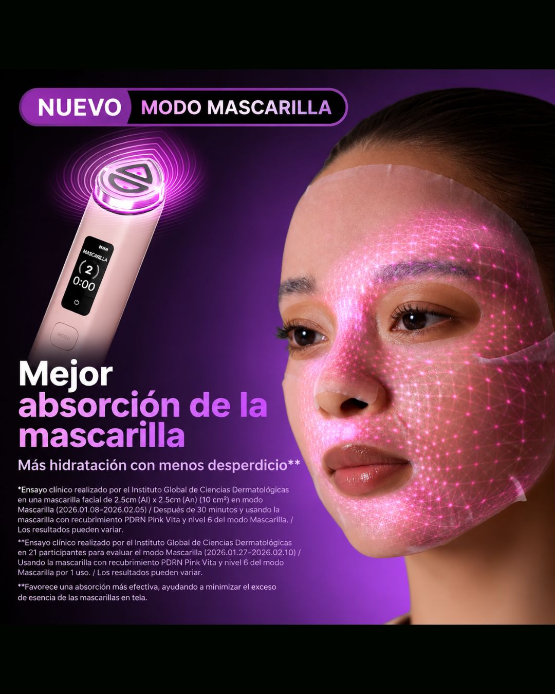Masajeador Facial LED 8 en 1 Recargable | Rutina de Cuidado Tipo Spa en Casa