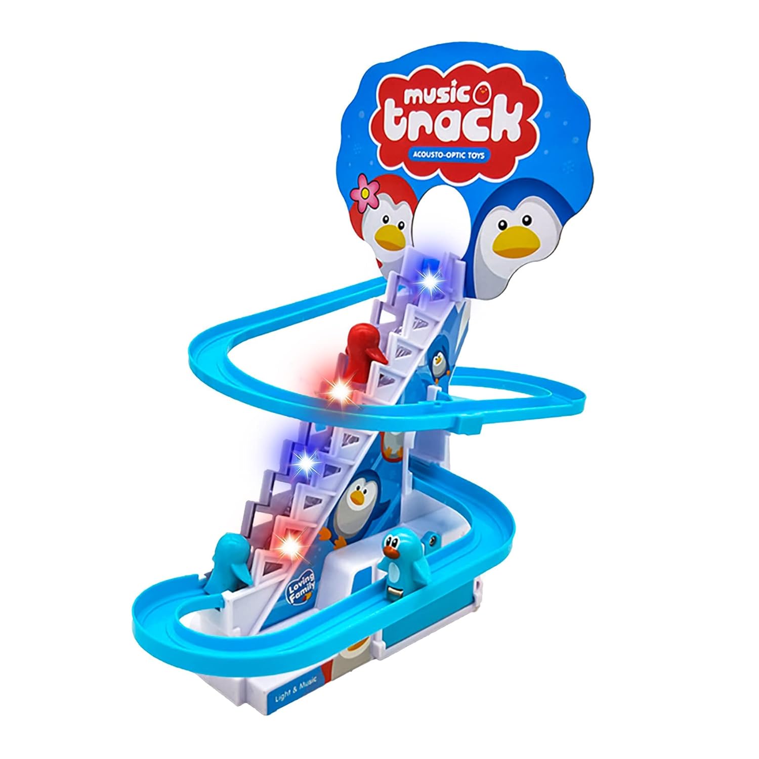 PISTA DE PINGUINOS CON LUCES Y MÚSICA