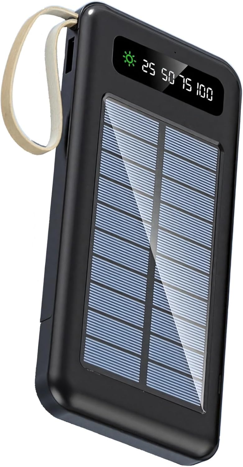 Power Bank Solar 10,000 mAh | Cables Integrados 4 en 1