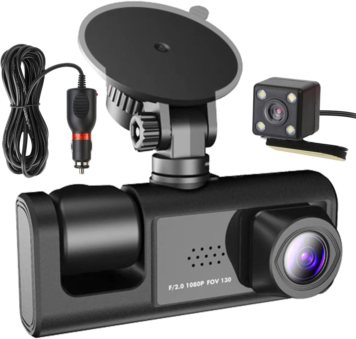 Camara De Auto Triple - Dashcam | Frente, Interior y Parte Trasera en HD
