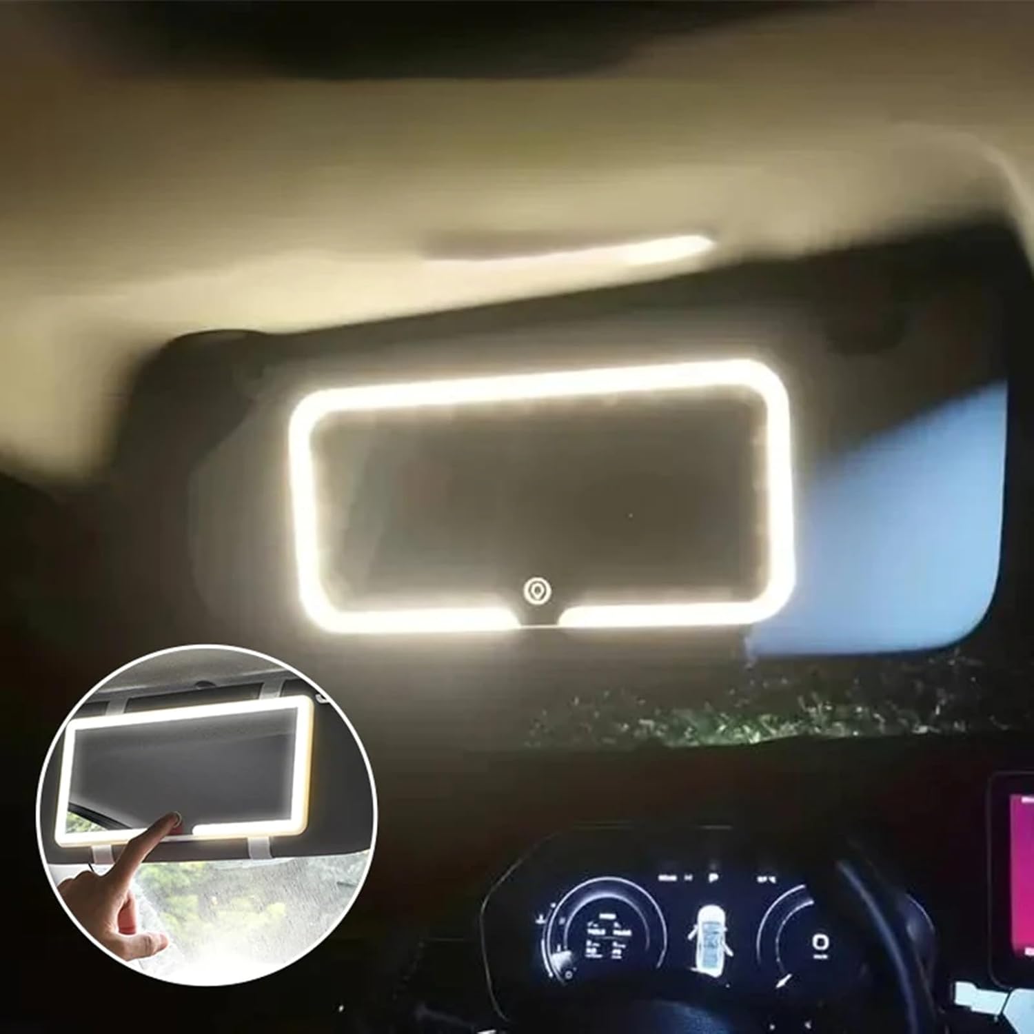 Espejo de Maquillaje para Auto con Luz LED