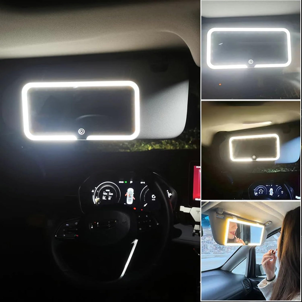 Espejo de Maquillaje para Auto con Luz LED