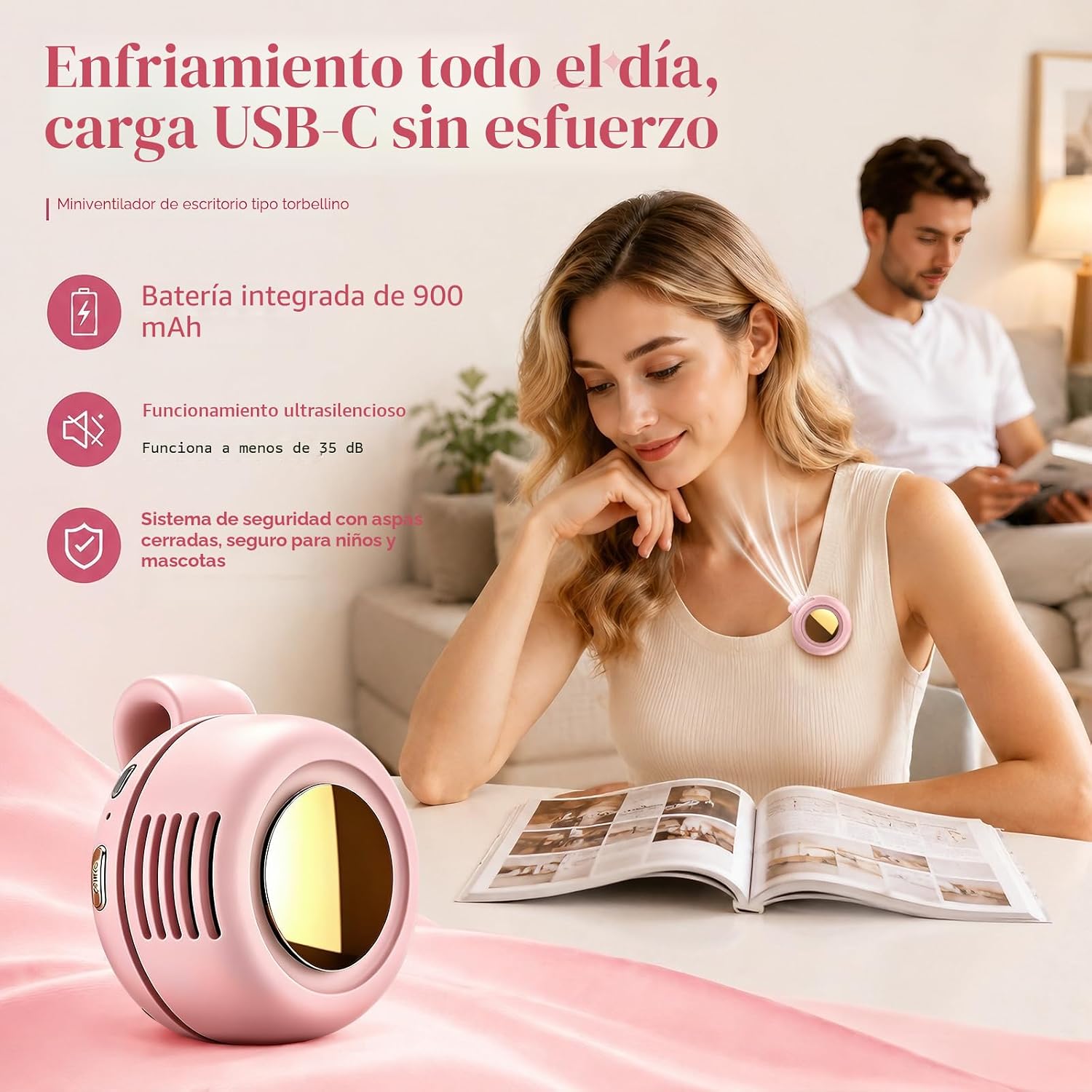 Mini Ventilador Portátil Manos Libres | Frescura Donde la Necesites