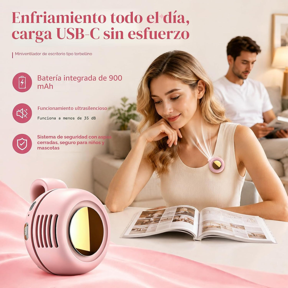 Mini Ventilador Portátil Manos Libres | Frescura Donde la Necesites