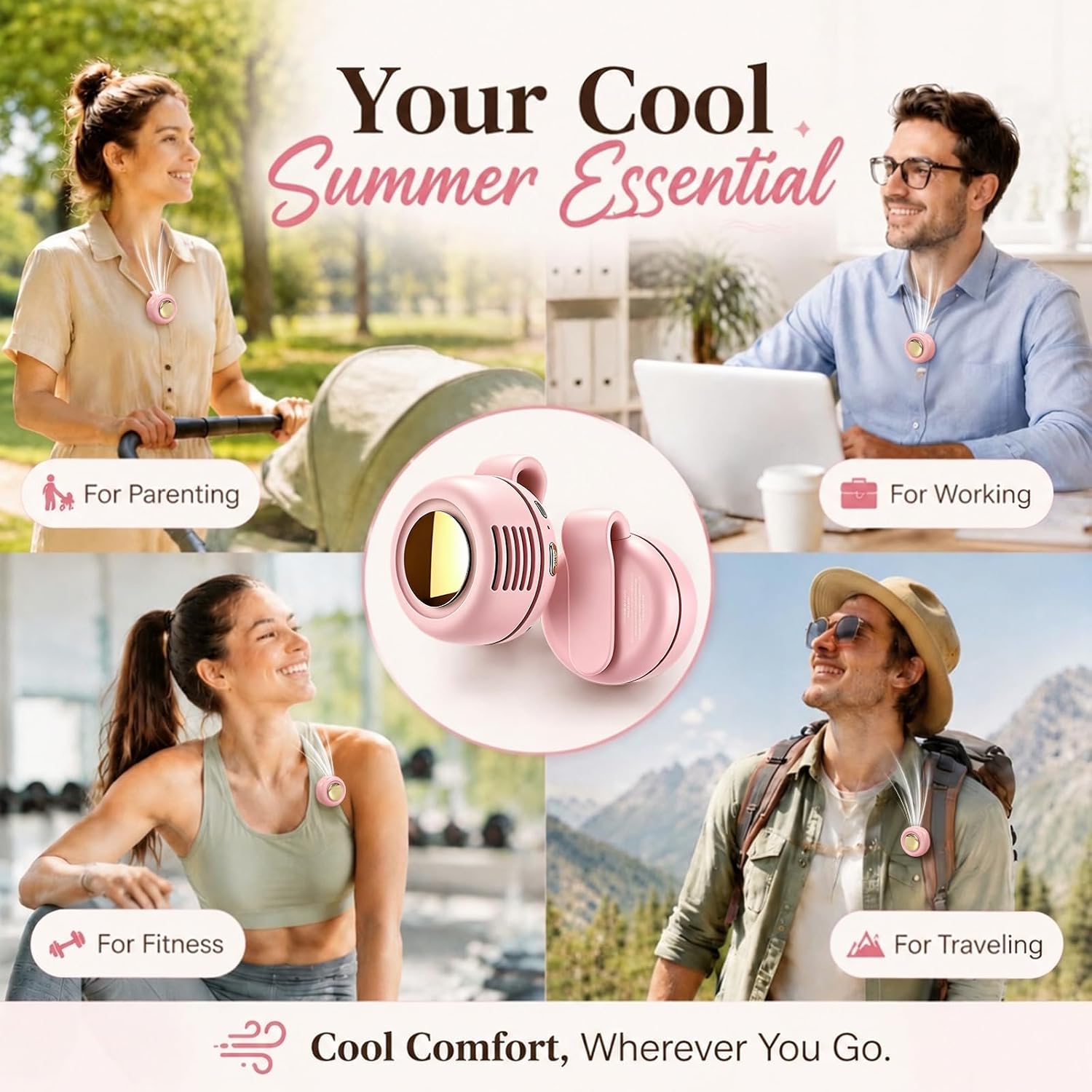 Mini Ventilador Portátil Manos Libres | Frescura Donde la Necesites