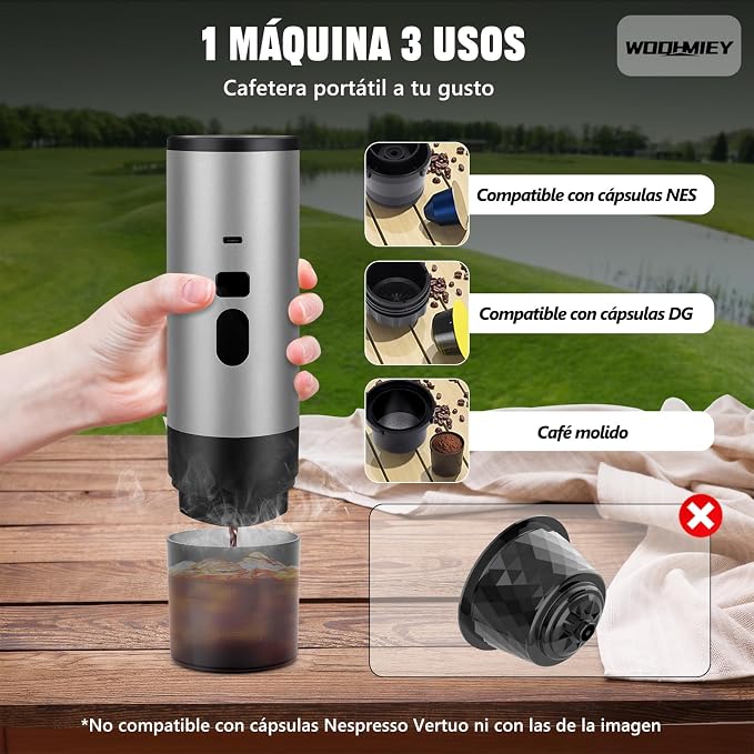 Cafetera Espresso Portátil Recargable | Café Caliente Donde Quieras
