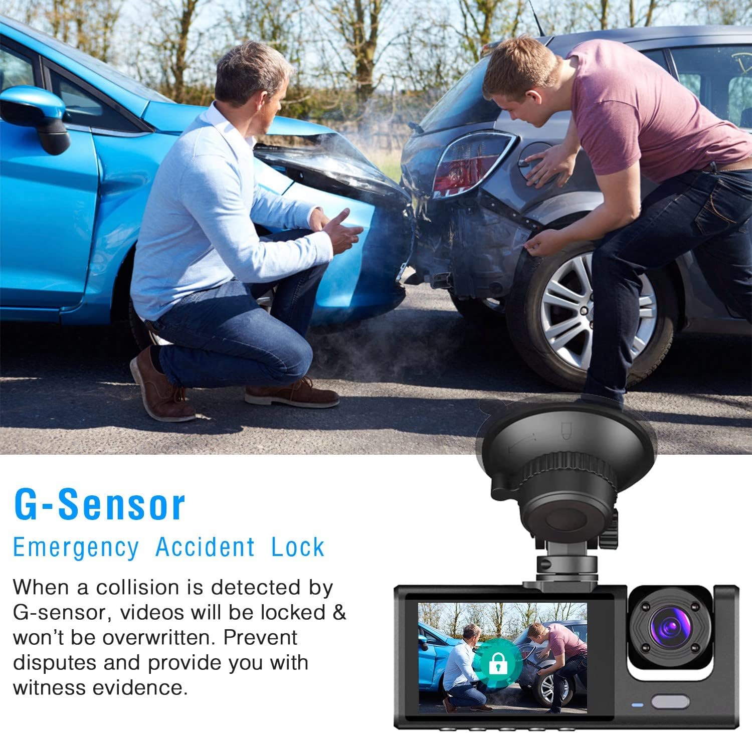 Camara De Auto Triple - Dashcam | Frente, Interior y Parte Trasera en HD