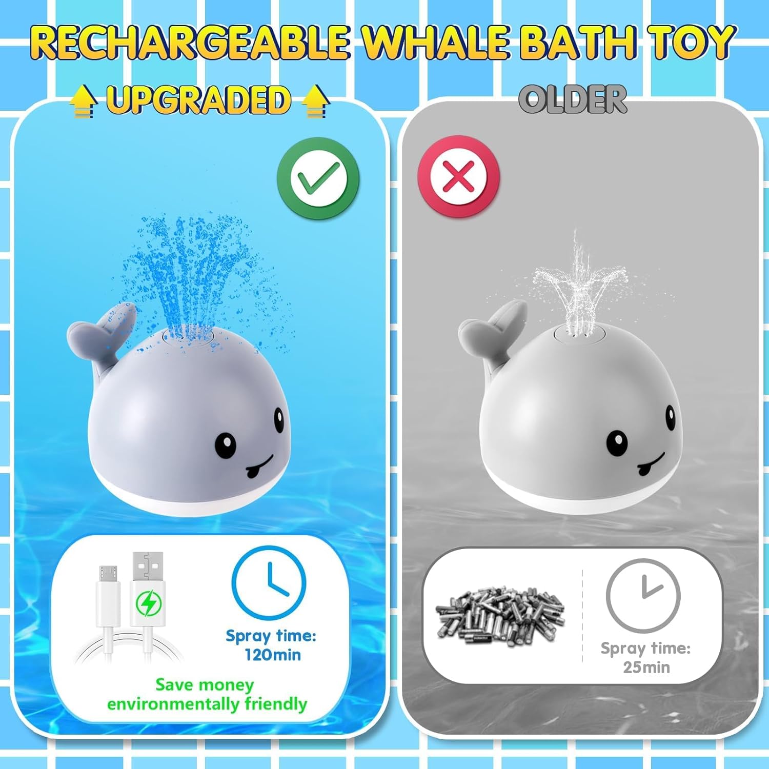 JUGUETE DE BAÑO - BALLENA ILUMINADA RECARGABLE