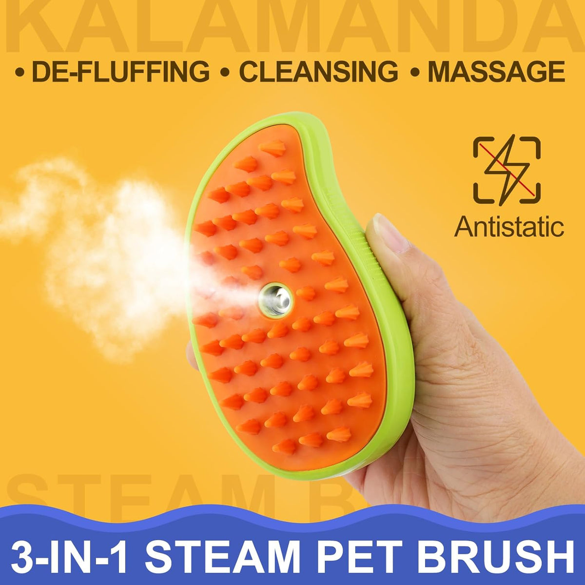 CEPILLO REMOVEDOR DE PELO PARA MASCOTAS CON VAPOR