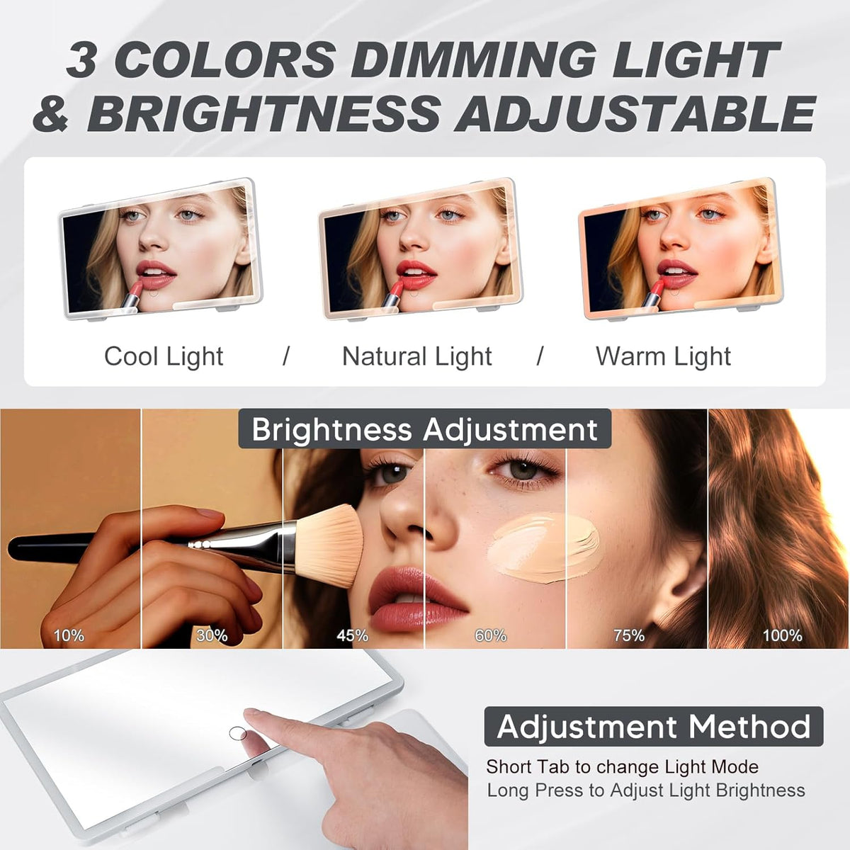 Espejo de Maquillaje para Auto con Luz LED