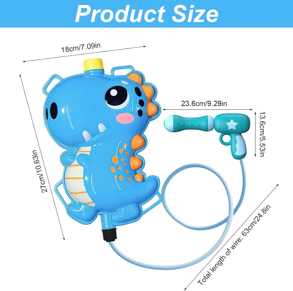 PISTOLA DE AGUA CON MOCHILA DINOSAURIO