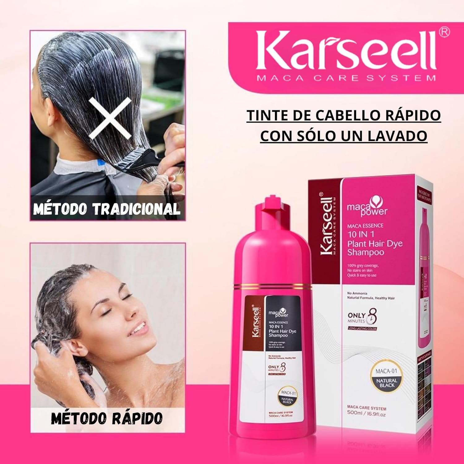 SHAMPOO TINTE 10 EN 1 CUBRE CANAS KARSEEL