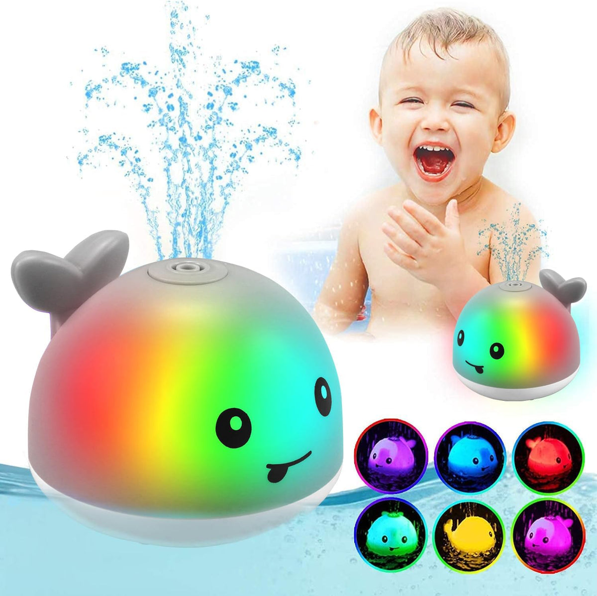 JUGUETE DE BAÑO - BALLENA ILUMINADA RECARGABLE