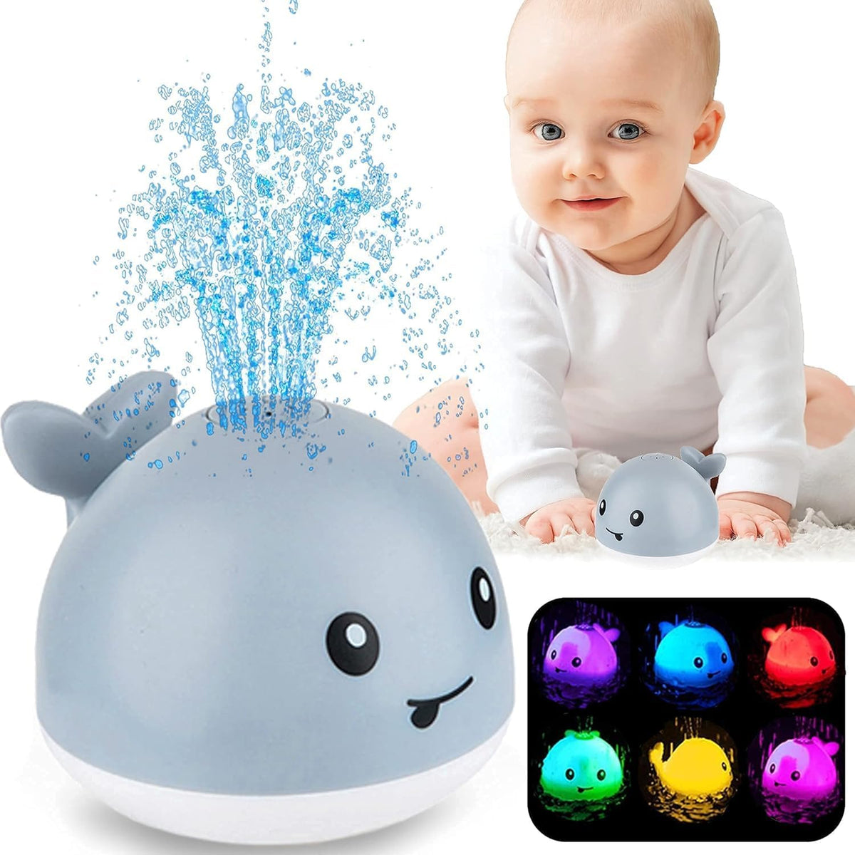JUGUETE DE BAÑO - BALLENA ILUMINADA RECARGABLE
