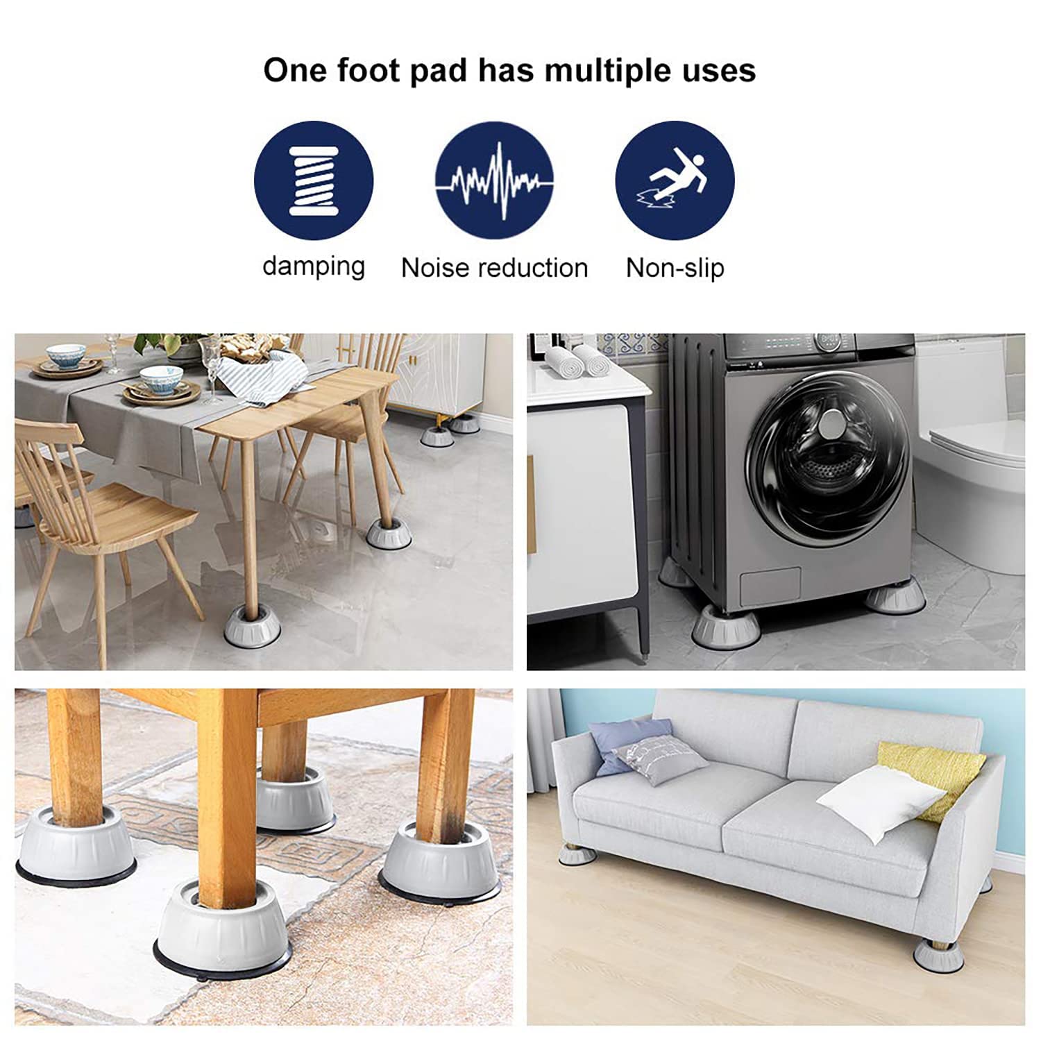 SOPORTE ANTI VIBRACIÓN PARA LAVADORA, NEVERA - SET 4PCS