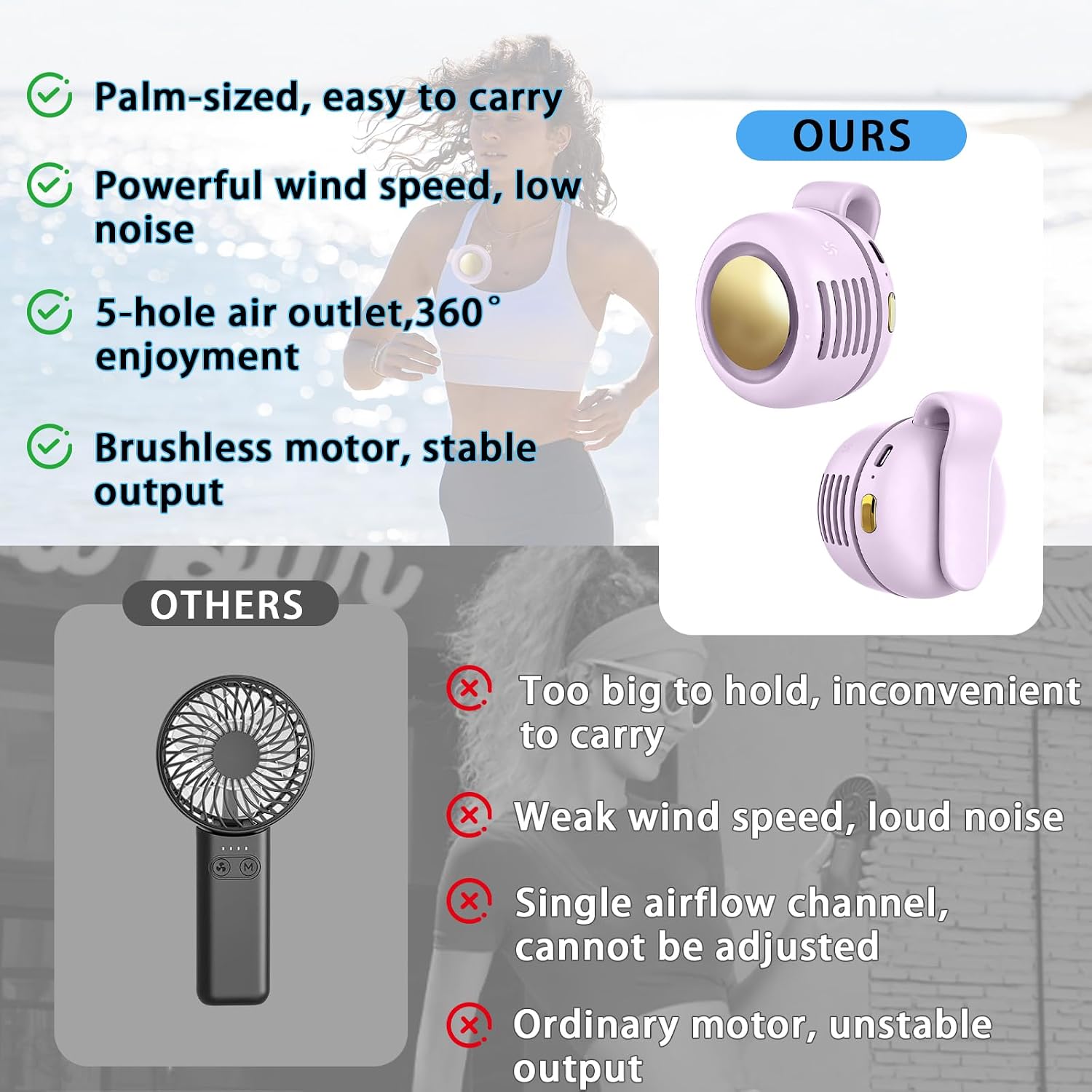 Mini Ventilador Portátil Manos Libres | Frescura Donde la Necesites