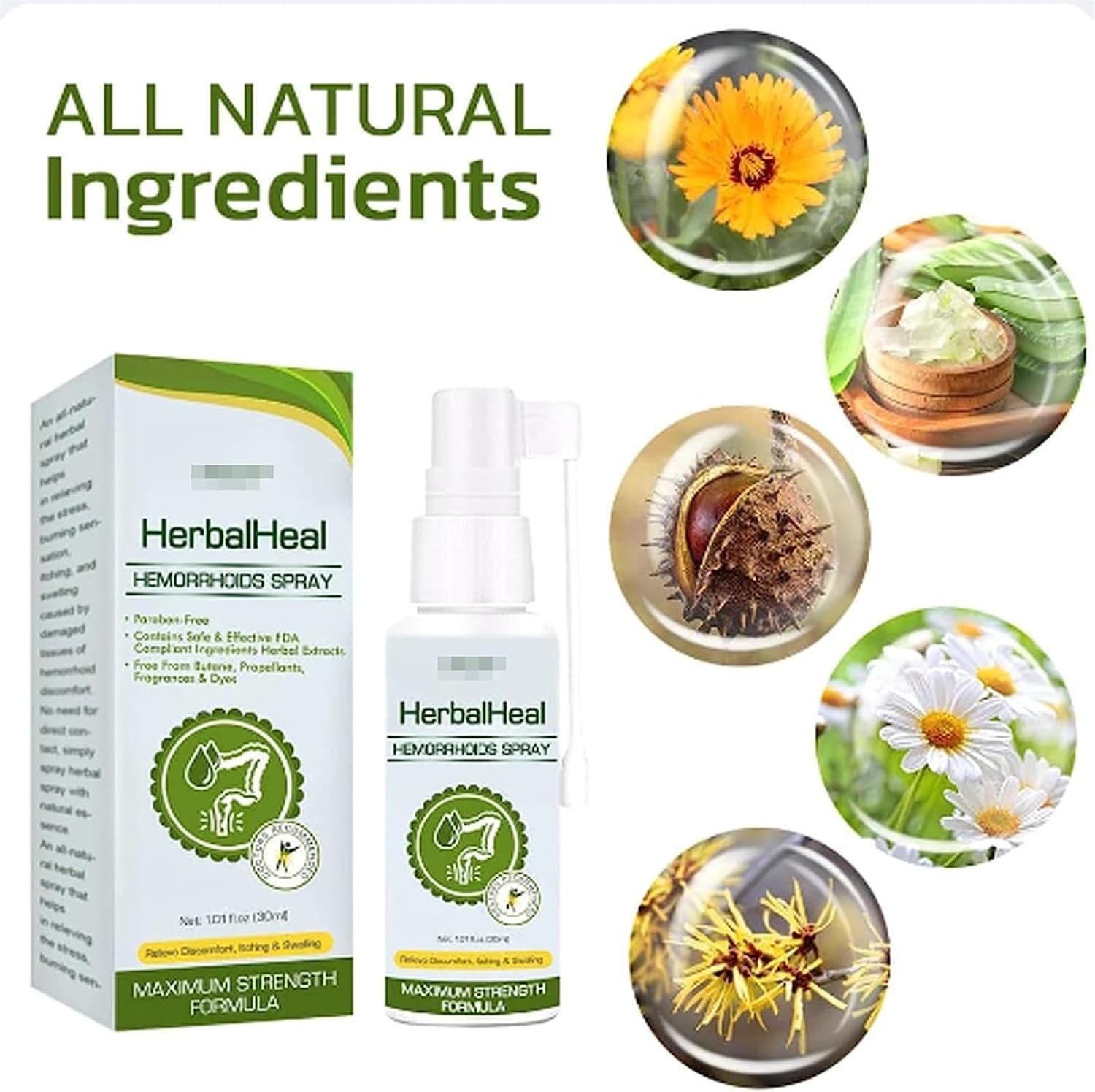 Spray Natural para Alivio de Hemorroides - a base de hierbas