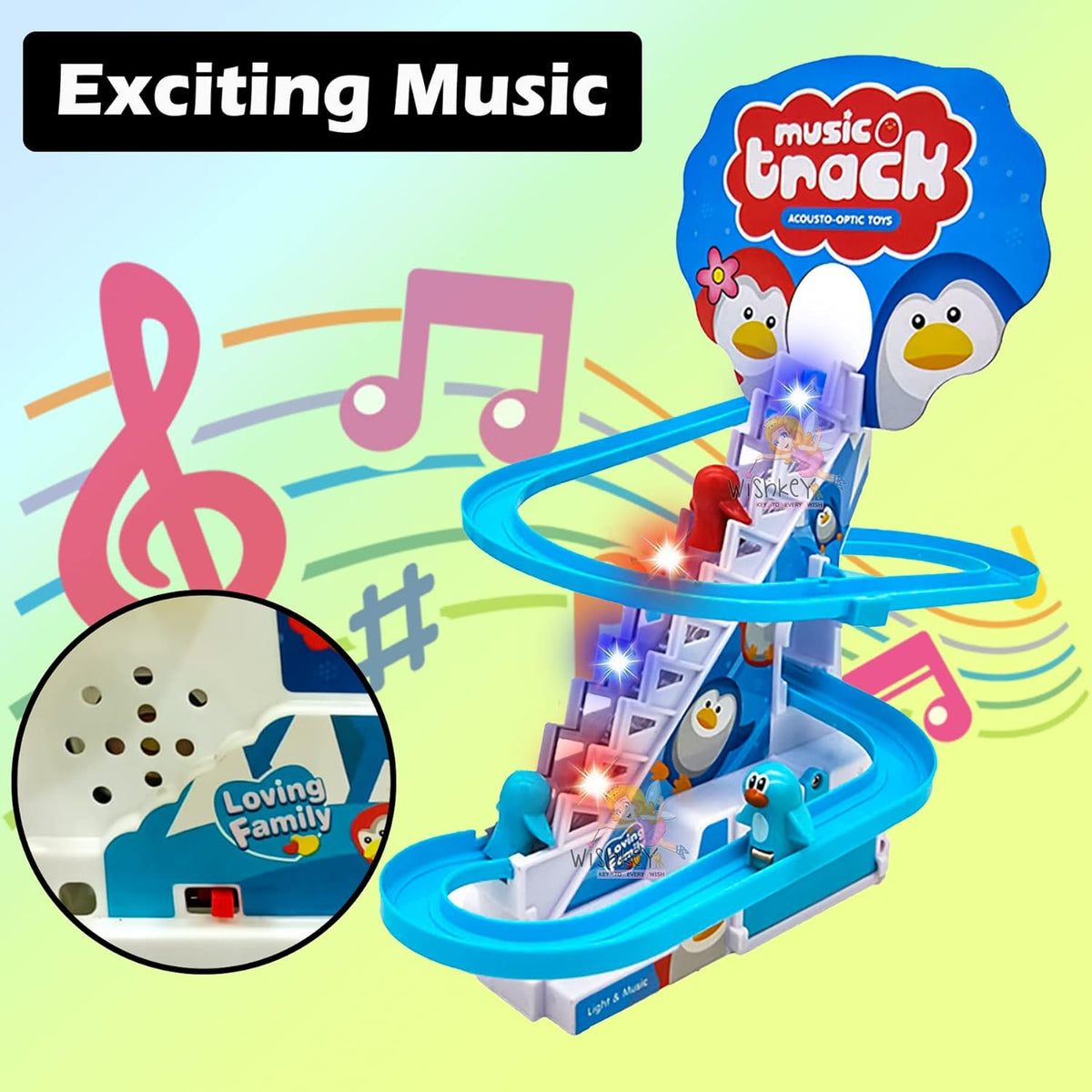 PISTA DE PINGUINOS CON LUCES Y MÚSICA