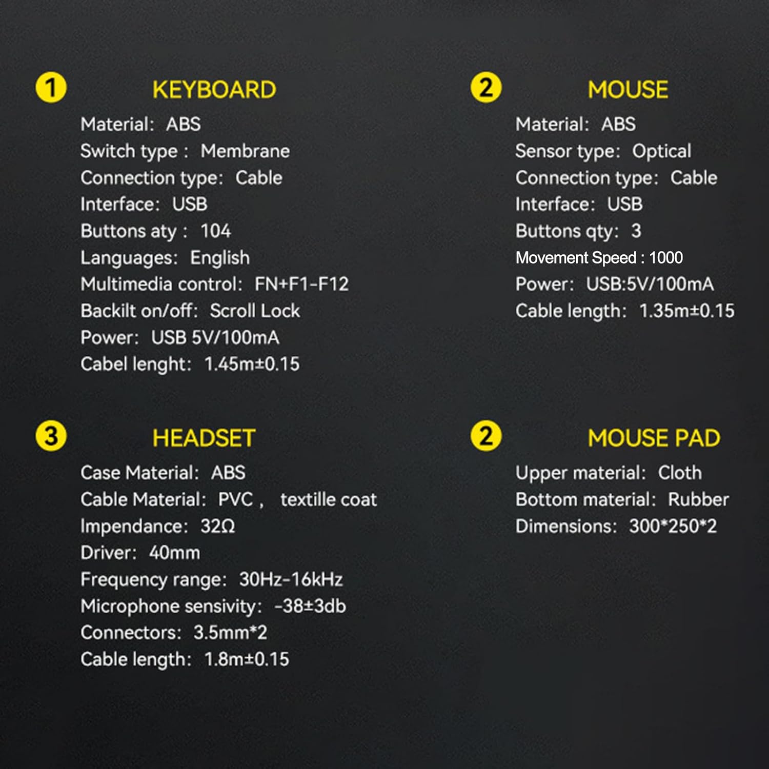 Set Teclado Gamer 4 en 1