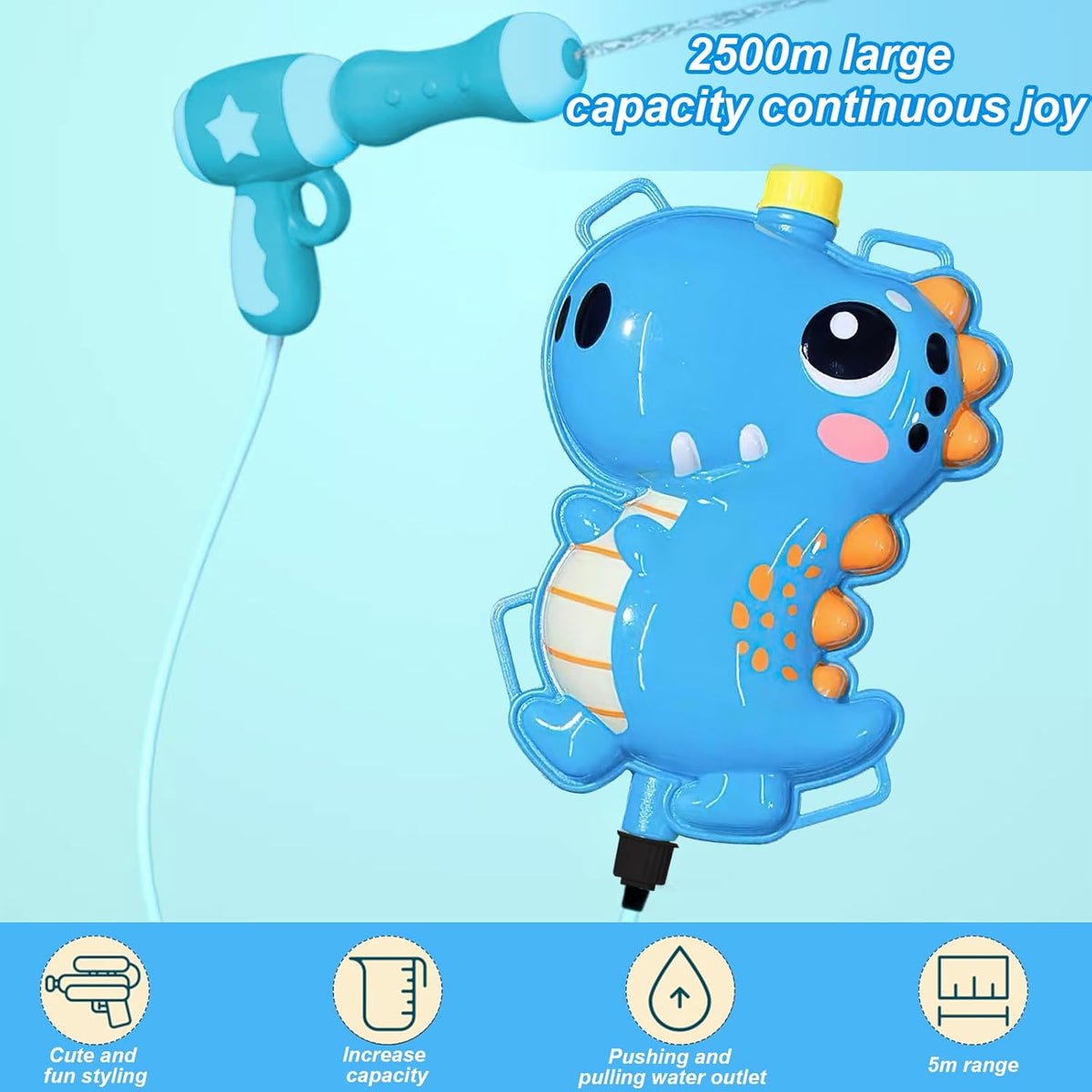 PISTOLA DE AGUA CON MOCHILA DINOSAURIO