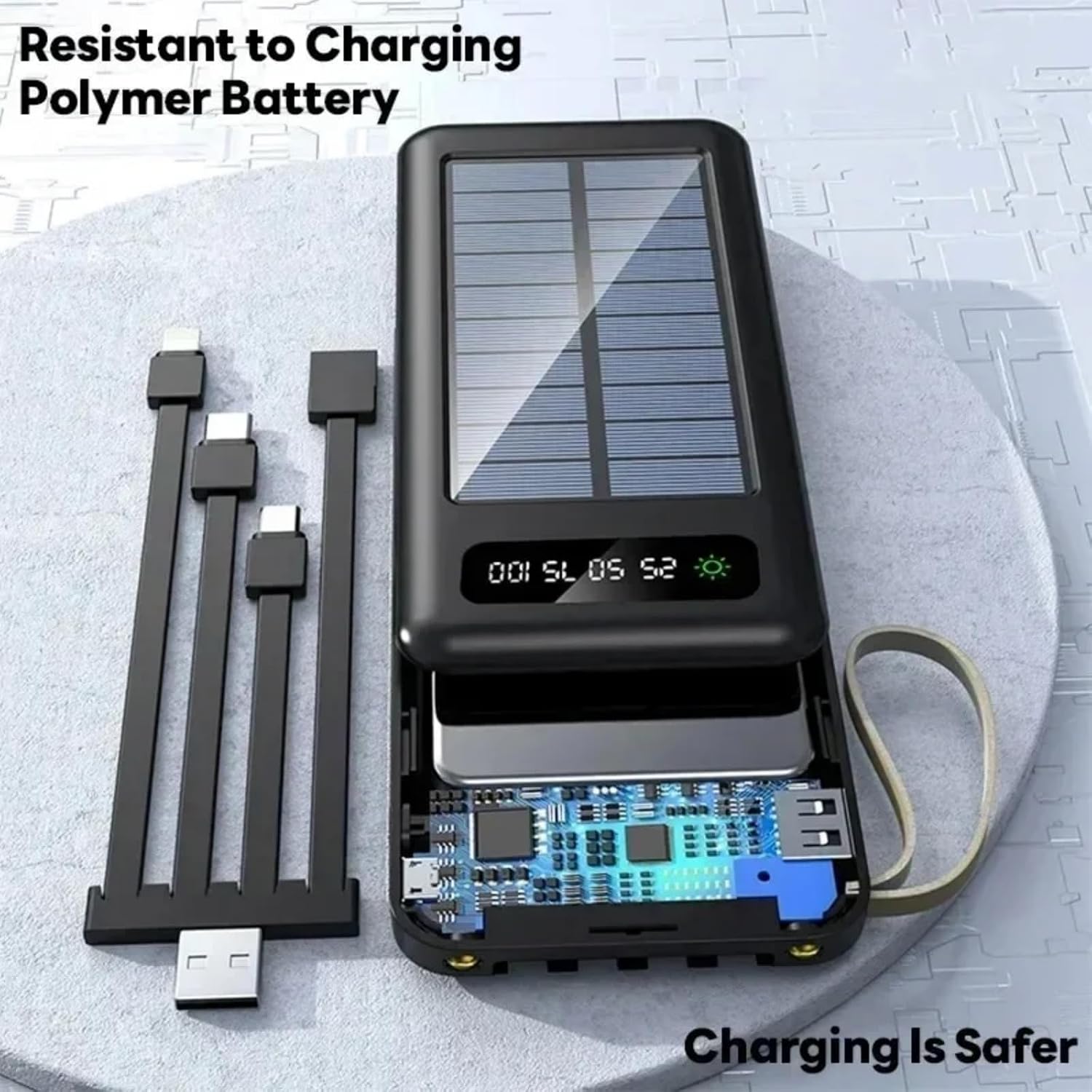 Power Bank Solar 10,000 mAh | Cables Integrados 4 en 1