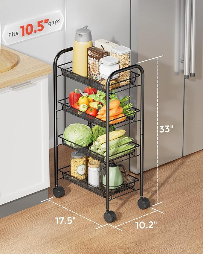 Carrito Organizador de 4 Niveles con Ruedas | Más Orden en Menos Espacio