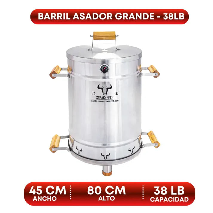Barril Asador Compacto Grande | Parrilladas Jugosas y Fáciles