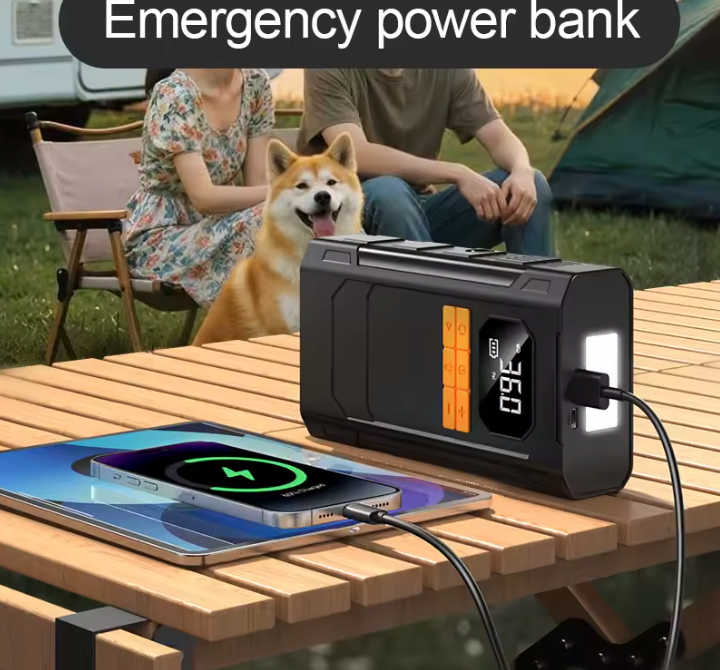 Arrancador Portátil 4 en 1 | Arranque, Compresor, Luz LED y Power Bank