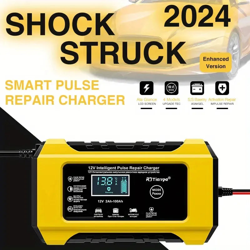 Cargador de Baterías 12V con Pantalla LCD | Carga Segura y Automática
