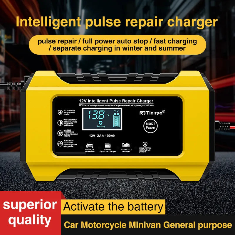 Cargador de Baterías 12V con Pantalla LCD | Carga Segura y Automática
