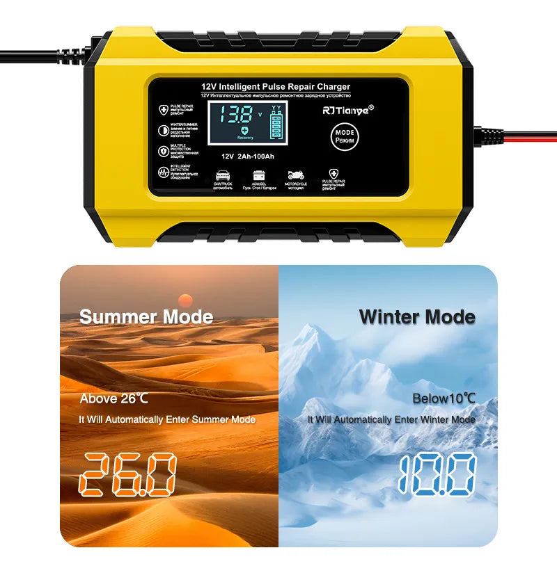 Cargador de Baterías 12V con Pantalla LCD | Carga Segura y Automática
