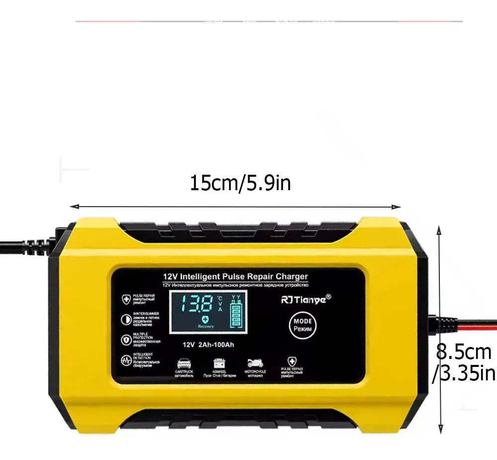 Cargador de Baterías 12V con Pantalla LCD | Carga Segura y Automática