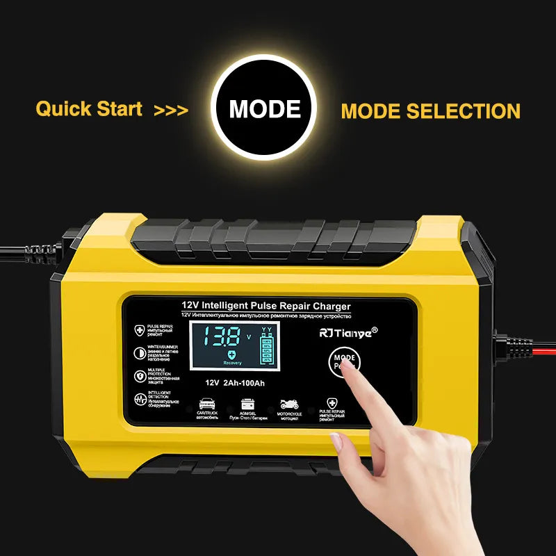 Cargador de Baterías 12V con Pantalla LCD | Carga Segura y Automática