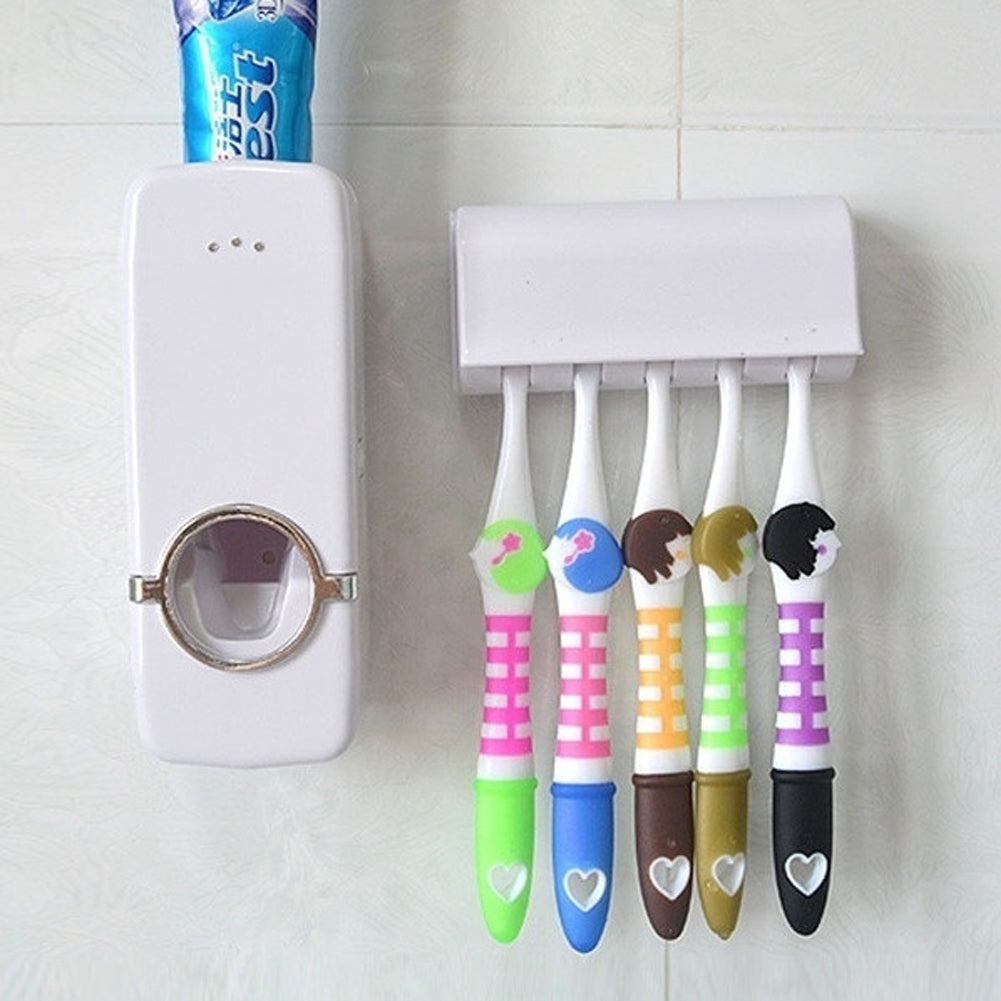 Dispensador de Pasta de Dientes + Soporte para Cepillos