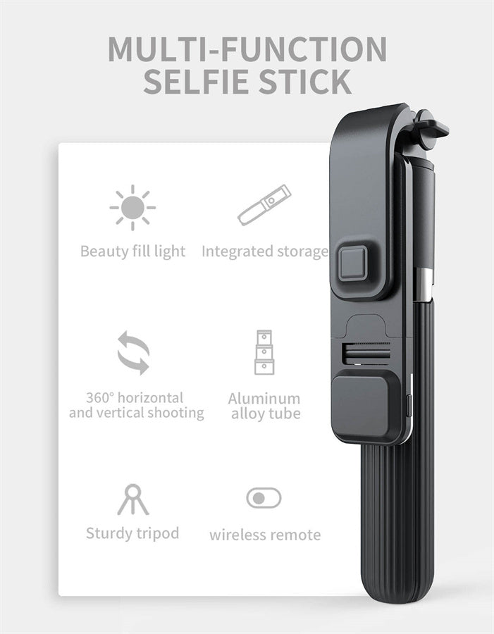 Selfie Stick Trípode con Luz LED y Control Remoto – Extensible 1024 mm