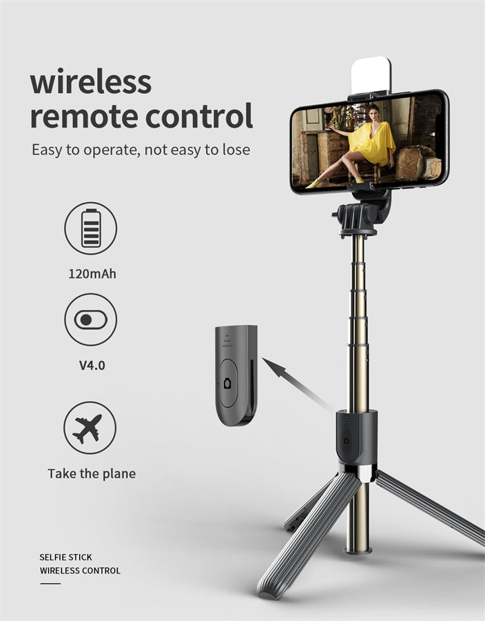 Selfie Stick Trípode con Luz LED y Control Remoto – Extensible 1024 mm