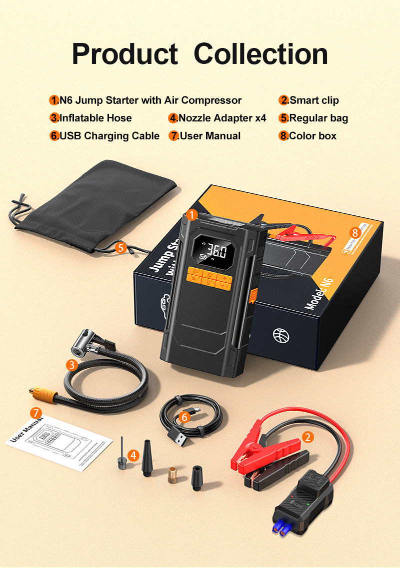 Arrancador Portátil 4 en 1 | Arranque, Compresor, Luz LED y Power Bank